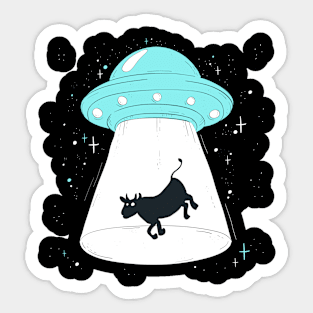 Cow Abduction - UFO Believer Alien Spaceship Space Animals Sticker